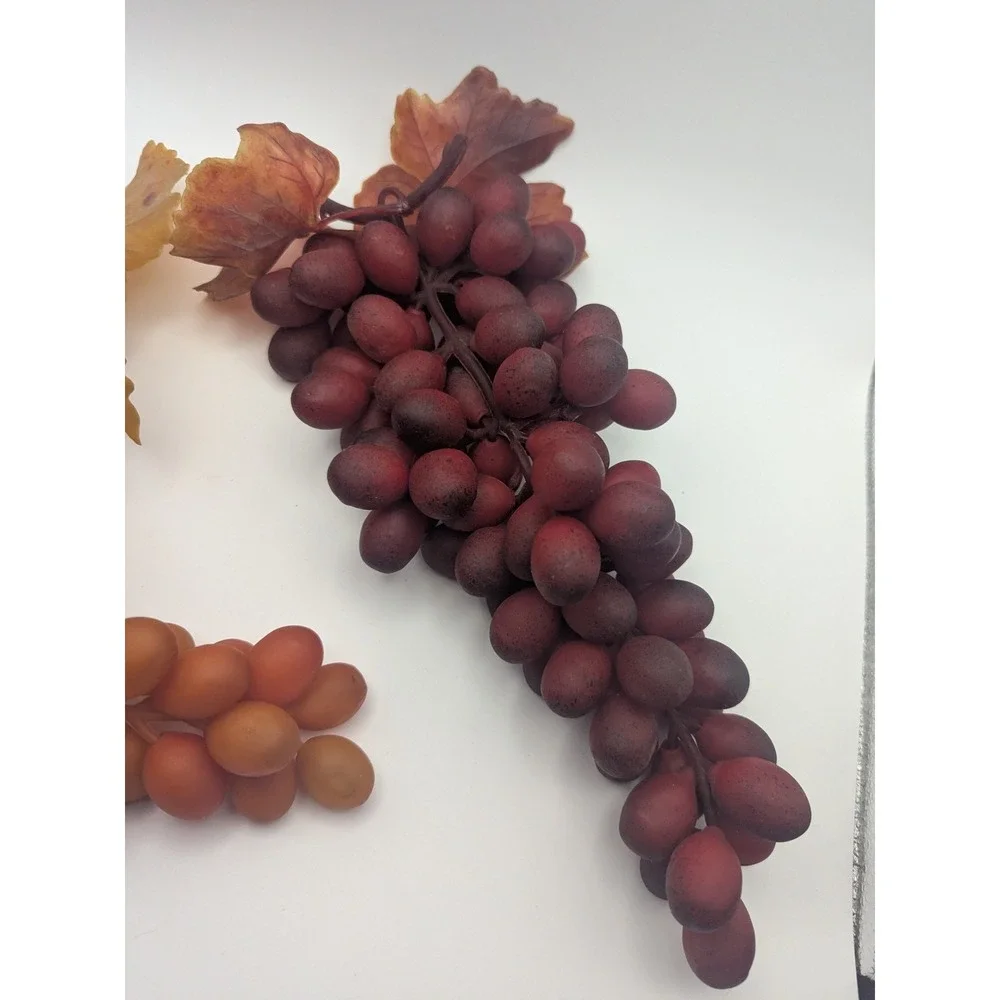 Vintage Style Artificial Grape Clusters Burgundy Amber‎ Faux Fruit Decor 2pc